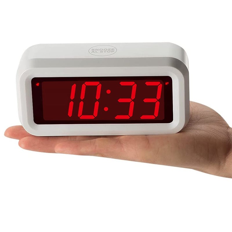 Timegyro Digital Alarm Clock Battery Operated with LED Display for Bedrooms, Long Battery Life for 12 Months, 3 Brightness Adjustable, 12/24 Hour, Snooze, White Case with Red Digits - Image 3